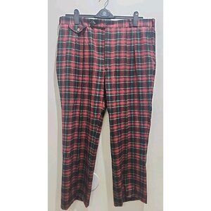 NWOT Golf Red Plaid HUNTINGTON Scotlandish Pattern Dress Pants Wool 40 X28 Santa